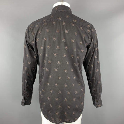 MAISON MARTIN MARGIELA Size M Cotton Black & Beige Long Sleeve Shirt