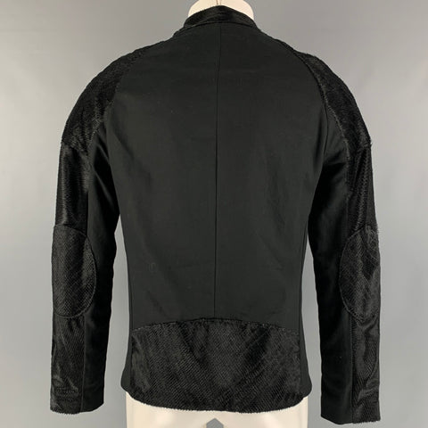 BAJA EAST Size M Black Calfhair Cotton Motorcycle Jacket