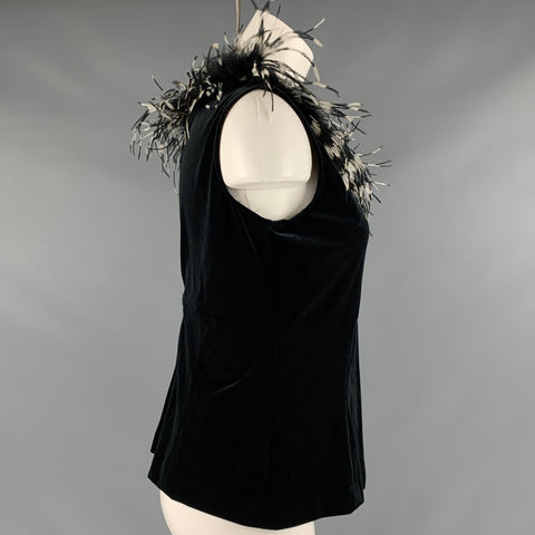 SANDRA DARREN Size 8 Black Polyester Spandex Velvet Tank Dress Top