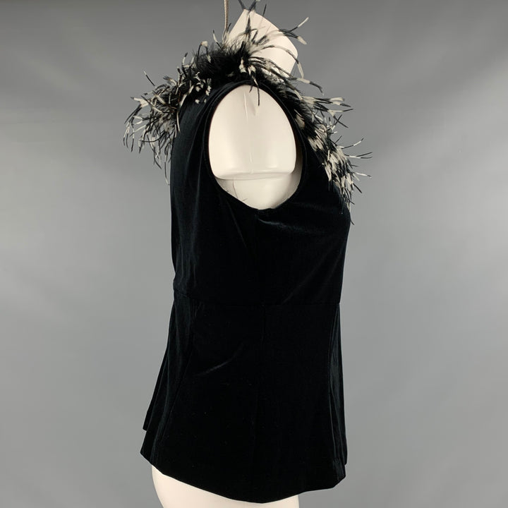 SANDRA DARREN Size 8 Black Polyester Spandex Velvet Tank Dress Top