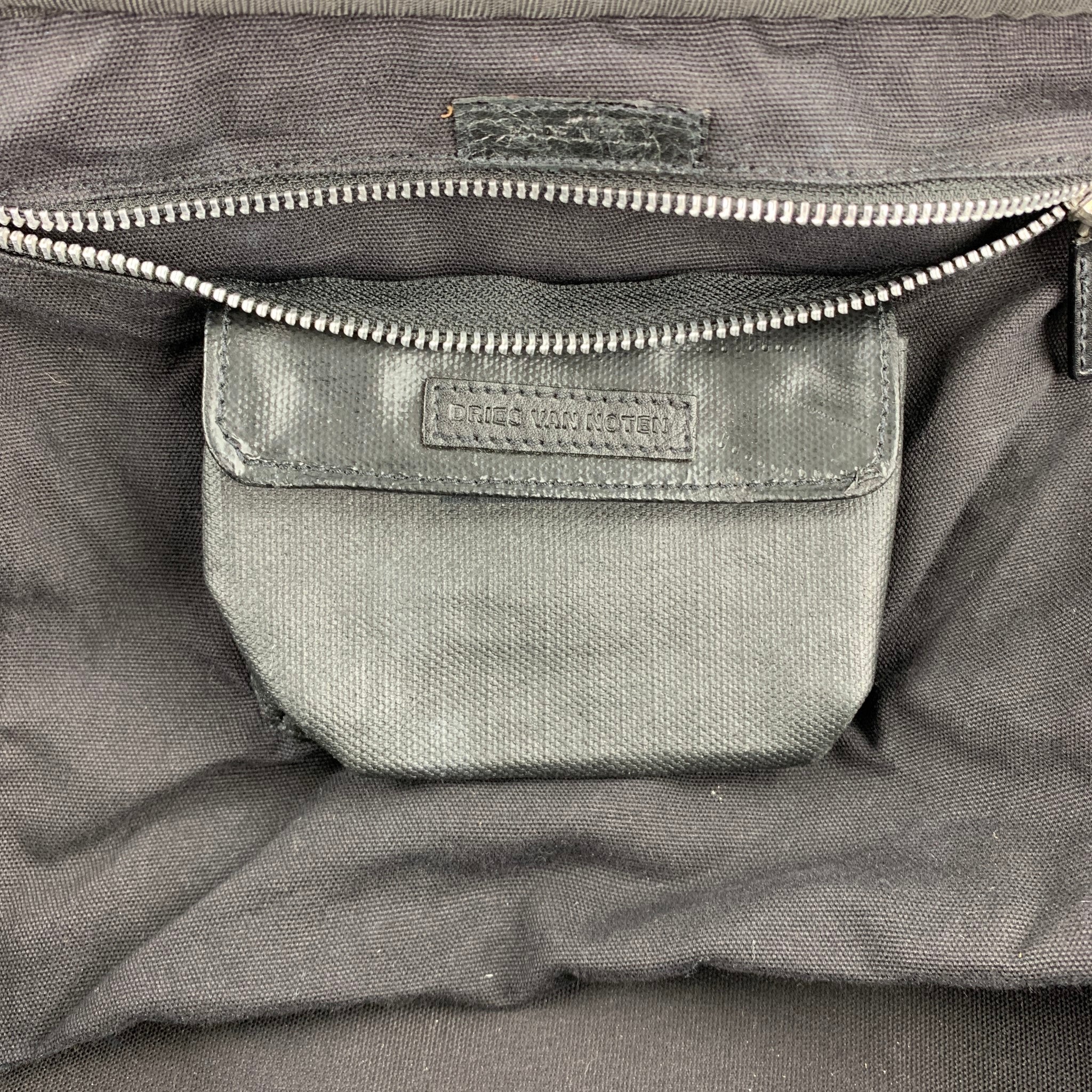 DRIES VAN NOTEN Black Coated Canvas Rectangle Duffle Bag – Sui
