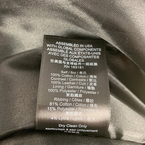 RHUDE SS 22 Taille S Veste Bomber en Cuir Brodé en Coton Crème Noir