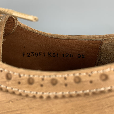 JOHN VARVATOS Size 10.5 Tan Perforated Leather Wingtip Lace Up Shoes