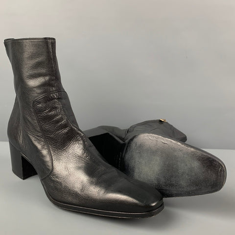 YVES SAINT LAURENT Size 13 Black Leather Side Zipper Johnny  Boots