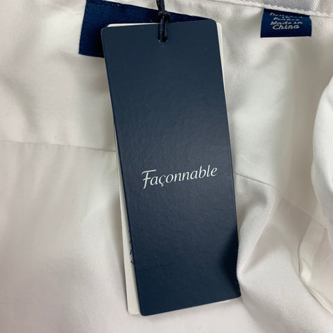 FACONNABLE Size 6 White Poplin Cotton Pleated Tuxedo Blouse