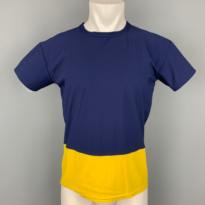JOHN BARTLETT Size XL Blue & Yellow Color Block Polyamide T-shirt