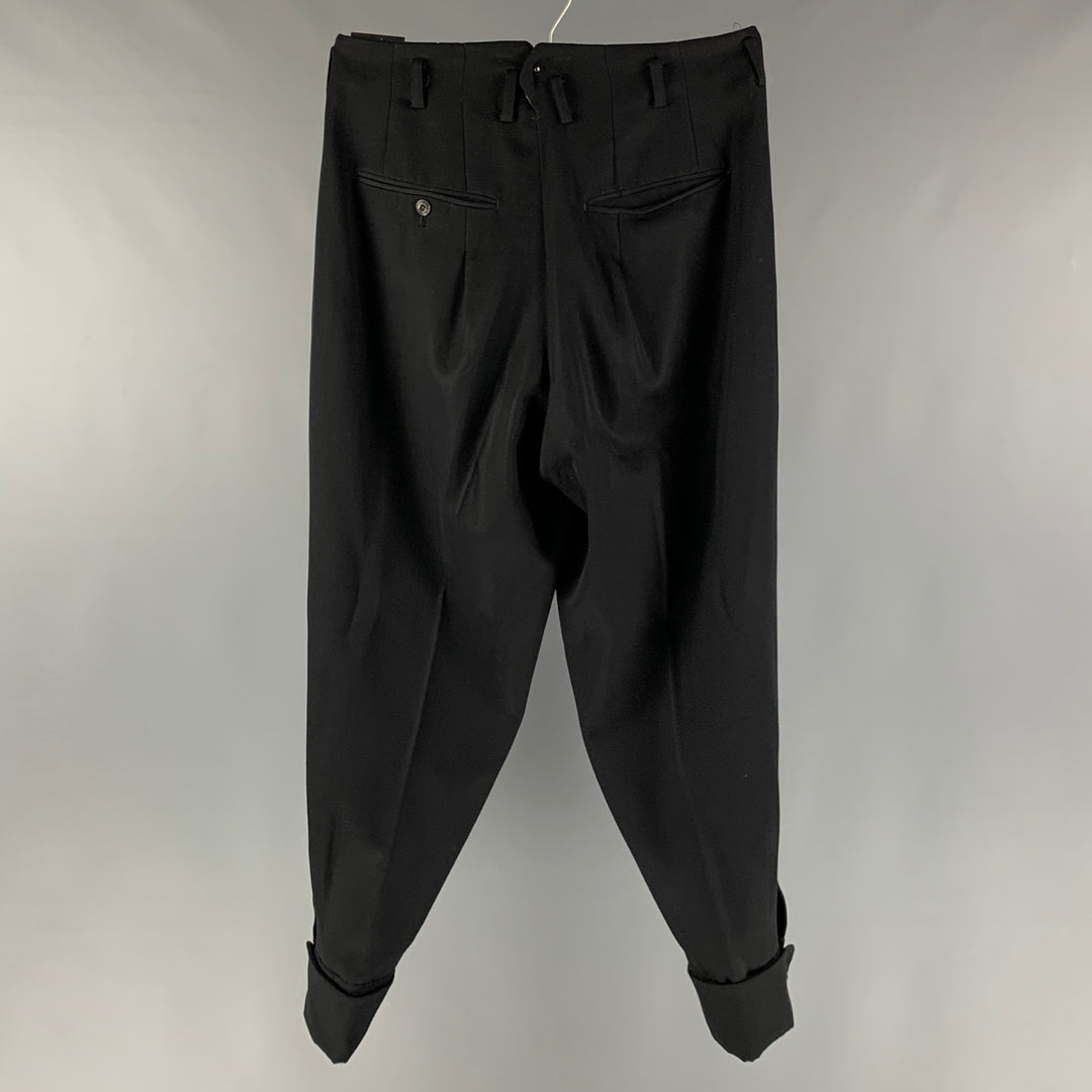 MATSUDA Size M Black Solid Wool Pleated Dress Pants