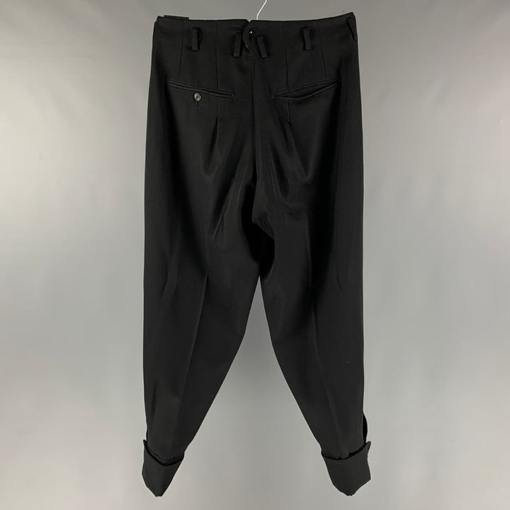 MATSUDA Size M Black Solid Wool Pleated Dress Pants