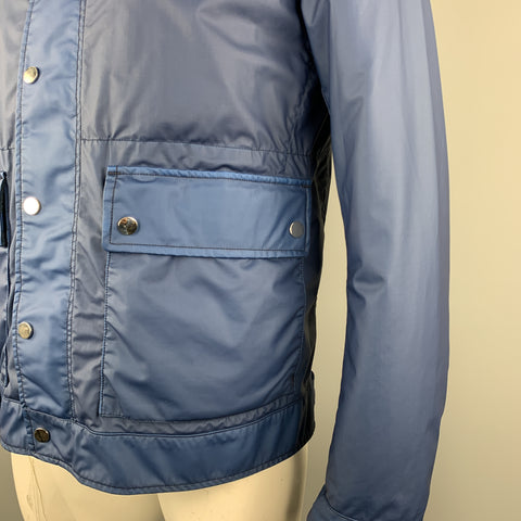 ERMENEGILDO ZEGNA Size 50 Blue Coated Wool Detachable Liner Jacket