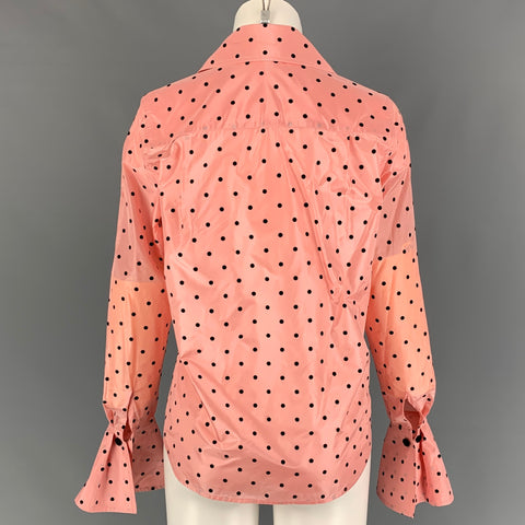 MARC JACOBS Size 0 Pink Black Silk Polka Dot Buttoned Shirt