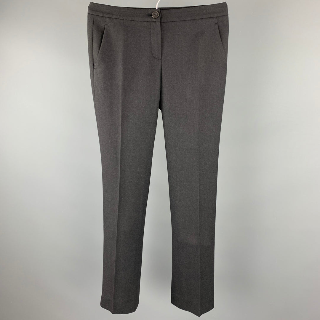 THEORY Size 0 Charcoal Wool / Spandex Straight Leg Dress Pants