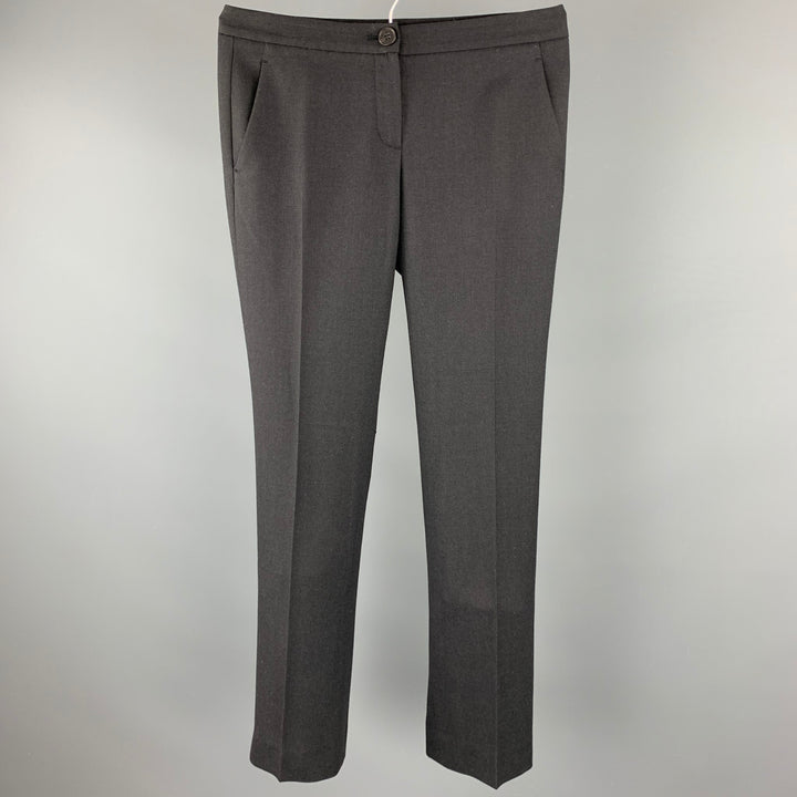 THEORY Size 0 Charcoal Wool / Spandex Straight Leg Dress Pants