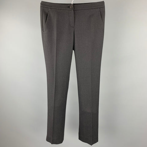 THEORY Size 0 Charcoal Wool / Spandex Straight Leg Dress Pants