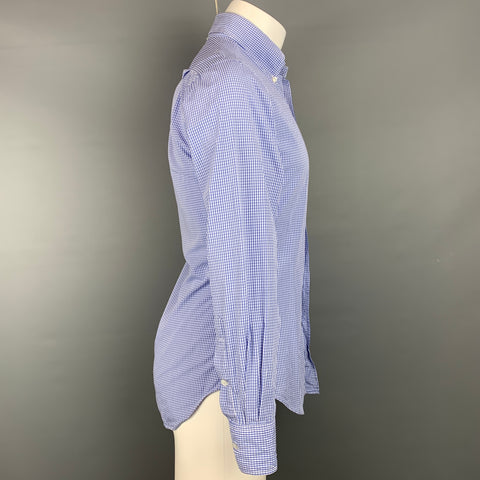 THOM BROWNE Camisa de manga larga con botones de algodón a cuadros azul y blanco talla S