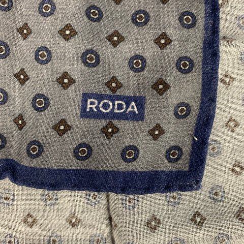 RODA Gray & Brown Abstract Wool Pocket Square