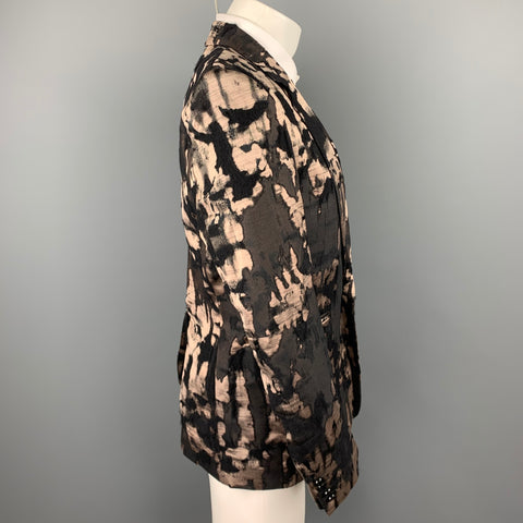 PAUL SMITH Size 38 Black & Taupe Jacquard Wool Blend Notch Lapel Sport Coat