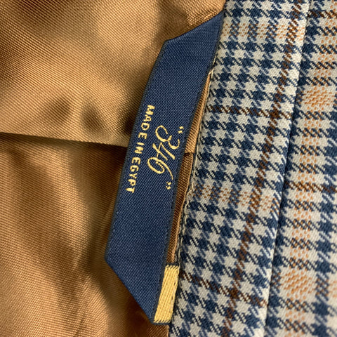 BROOKS BROTHERS Size 46 Navy & Beige Plaid Wool Single Button Sport Coat