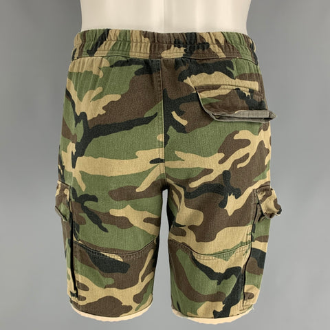 VINCE Pantalones cortos cargo de algodón de camuflaje verde y marrón talla S