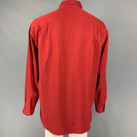ERMENEGILDO ZEGNA Size XXL Brick Twill Rayon Button Down Long Sleeve Shirt