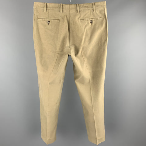 LORO PIANA Size 34 Olive Cotton Zip Fly Casual Pants