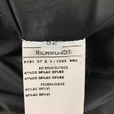JOHN RICHMOND Size 42 Black Skulls Jacquard Cotton Blend Notch Lapel Sport Coat