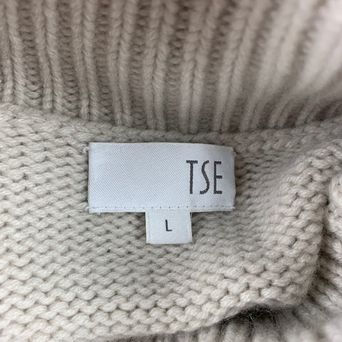 TSE Size L Nude Textured Knitted Cashmere Turtleneck Sweater