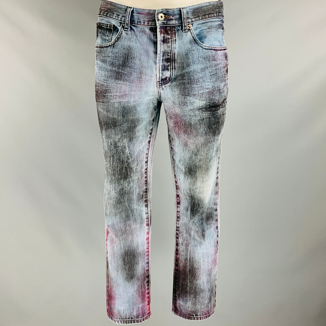 KOhZO DENIM Size 34 Blue Grey Distressed Cotton Jeans