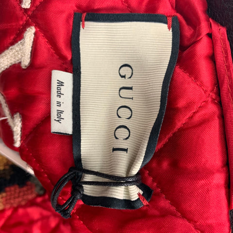 GUCCI SS 17 Talla M Chaqueta motera de cuero desgastado con tachuelas negra