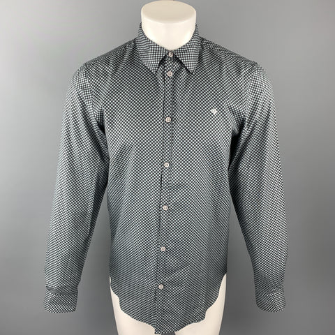 MARC by MARC JACOBS Camisa de manga larga de algodón a cuadros gris y negra Talla S