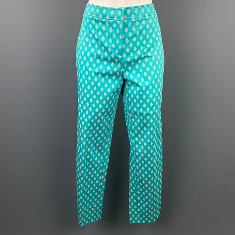 DONCASTER SIGNATURE Pantalon habillé court en coton à tapisserie bleue et blanche taille 2