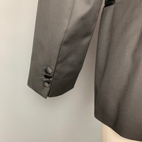 HUGO BOSS Super 120 Taille 42 Manteau de sport à revers cranté en laine noire régulière