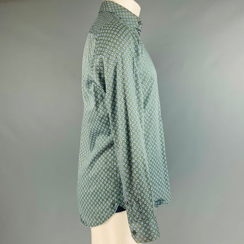 TED BAKER Size M Green Blue White Floral Cotton Elastane Long Sleeve Shirt