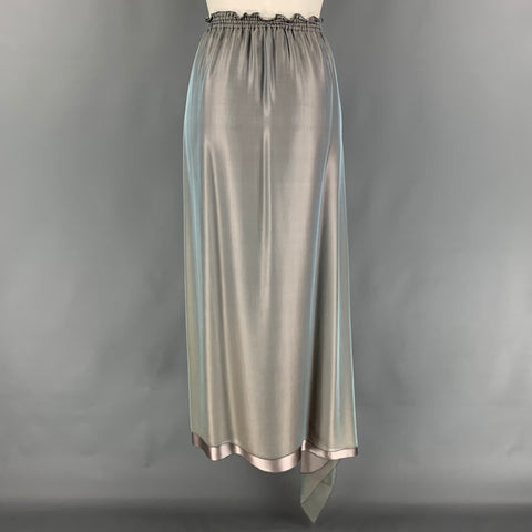 ZORAN Size M Aqua & Brown Silk Long Elastic Waistband 2 Piece Set