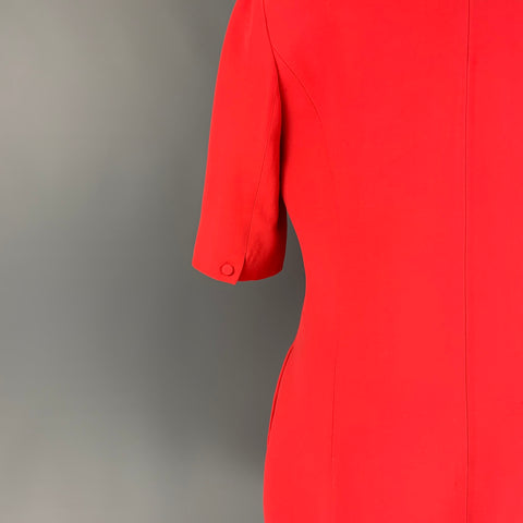 CHRISTIAN DIOR Taille 8 Robe trapèze rouge en soie/laine longueur genou