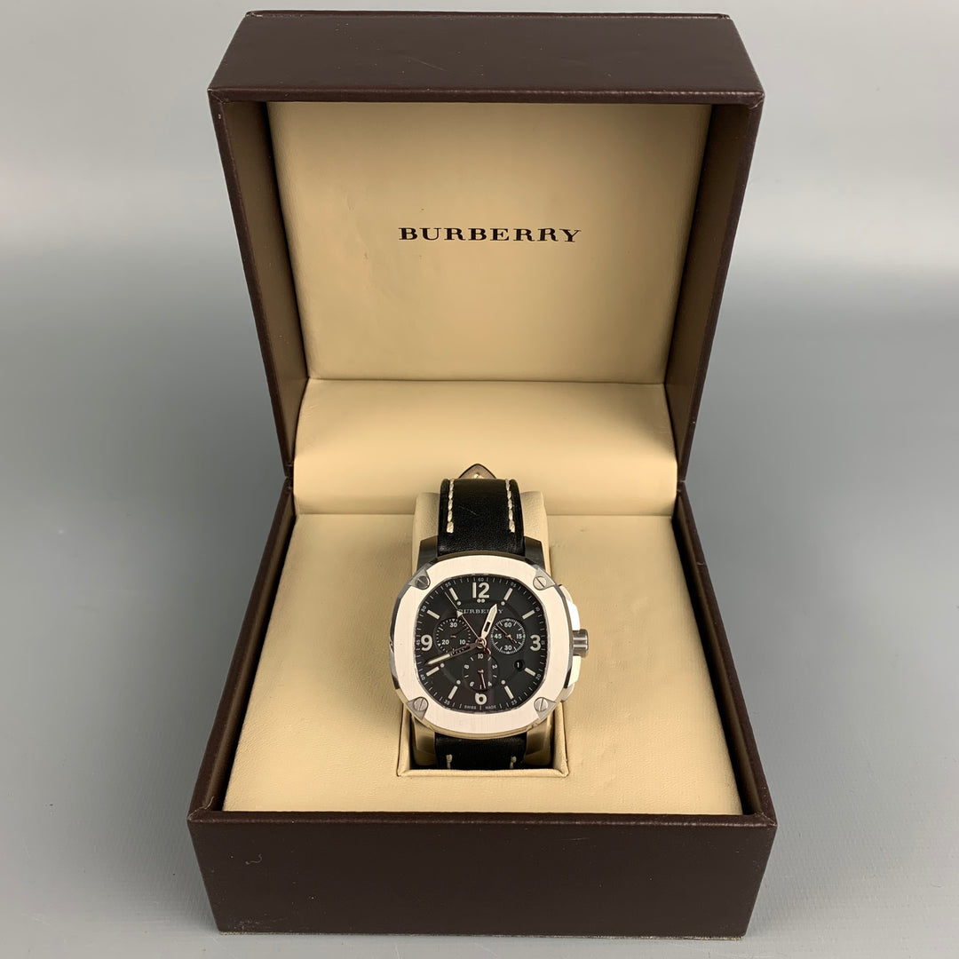 BURBERRY The Britain 47mm Black & Silver Stainless Steel BBY1100 Chronograph Watch