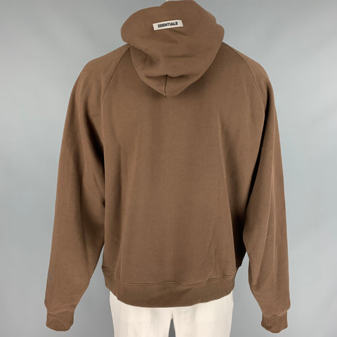 FEAR OF GOD ESSENTIALS Size L Brown Logo Cotton / Polyester Hooded Sweatshirt