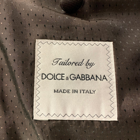 DOLCE & GABBANA Size 42 Brown Beige Squares Silk Notch Lapel Sport Coat