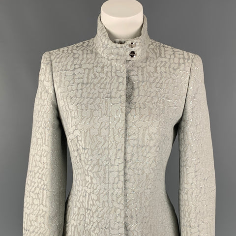 Vintage SALVATORE FERRAGAMO Tamaño 8 Chaqueta de mezcla de rayón gris y plateado