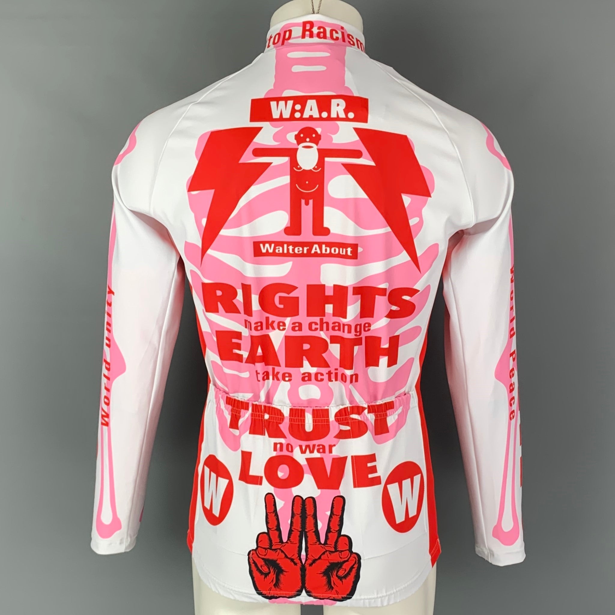 WALTER VAN BEIRENDONCK FW20 Size M White Red Graphic Nylon