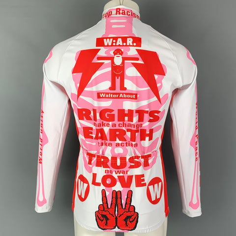 WALTER VAN BEIRENDONCK FW20 Size M White Red Graphic Nylon Jersey Bike Top