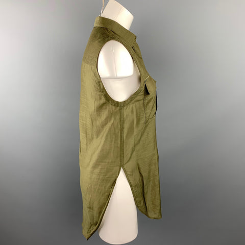 HELMUT LANG Taille S Blouse Safari Coton / Soie Olive