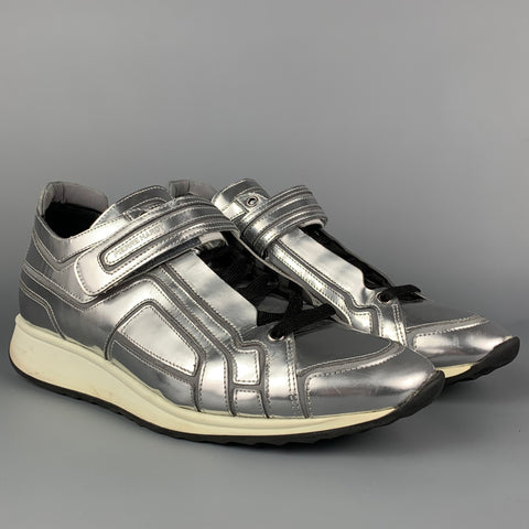 PIERRE HARDY Size 9 Silver Metallic Eel Lace Up Sneakers