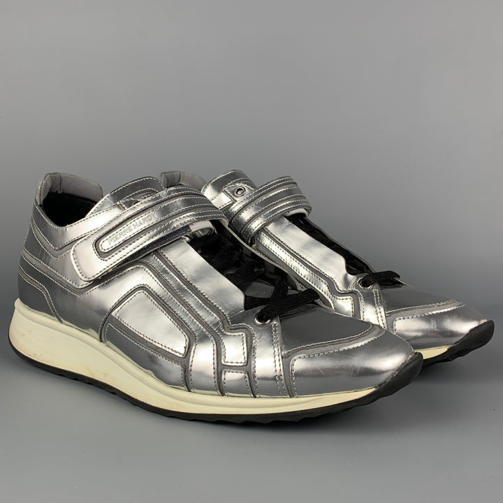 PIERRE HARDY Size 9 Silver Metallic Eel Lace Up Sneakers