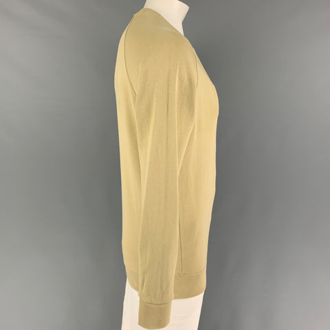 MAISON KITSUNE Size L Khaki Embroidery Cotton Crew-Neck Sweatshirt