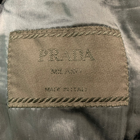 PRADA Size 34 Navy Cream Pinstripe Viscose Linen Pleated Suit