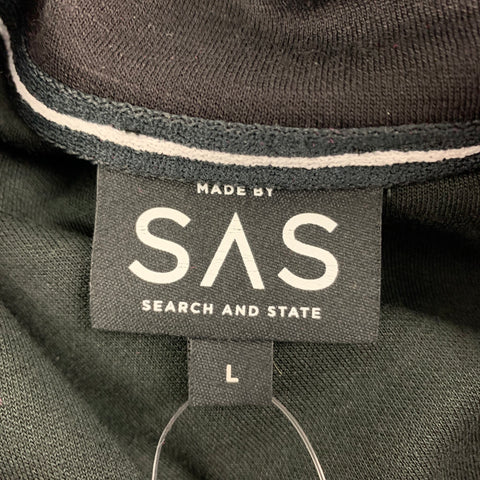 SEARCH AND STATE Size L Black Merino Wool Zip Up Jacket