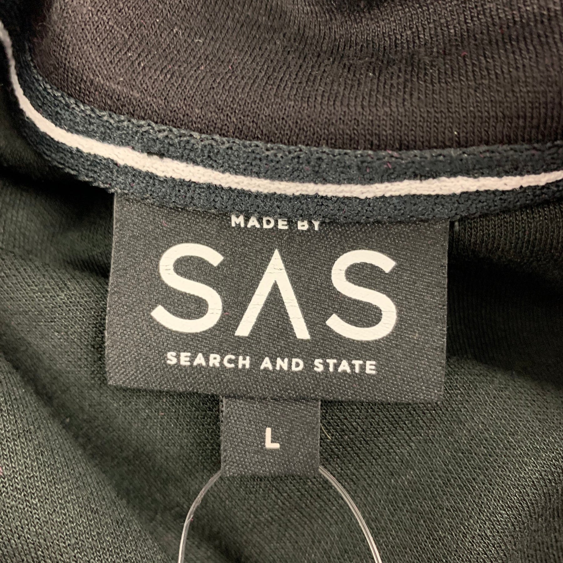 SEARCH AND STATE Size L Black Merino Wool Zip Up Jacket