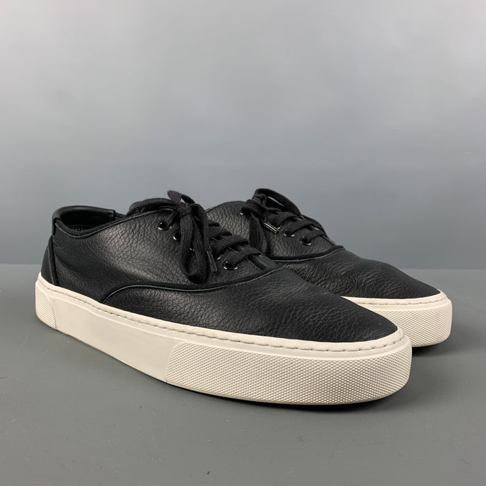 SAINT LAURENT Size 8.5 Black Leather Low Top Sneakers