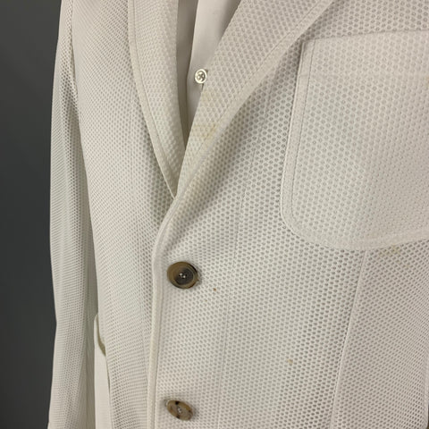 GIORGIO ARMANI Size 42 White Honeycomb Polyamide Sport Coat