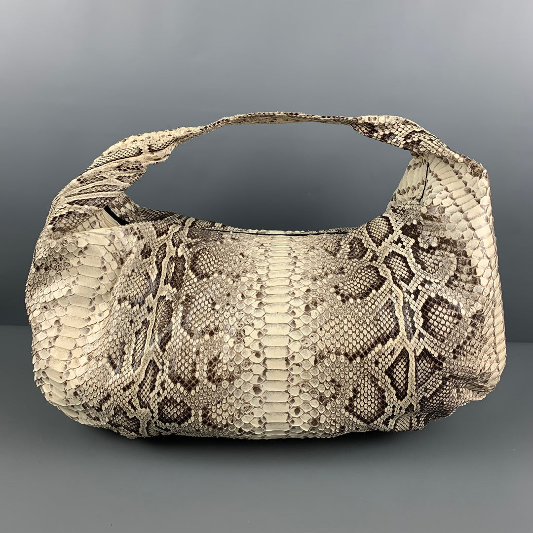NO BRAND Beige Brown Snake Skin Hobo Handbag